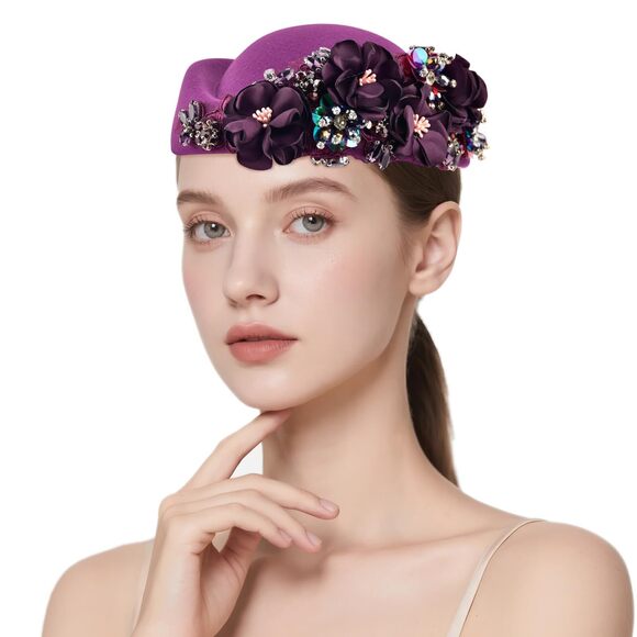 7171 European And American Retro British Felt Headscarf Hat Women's Church
